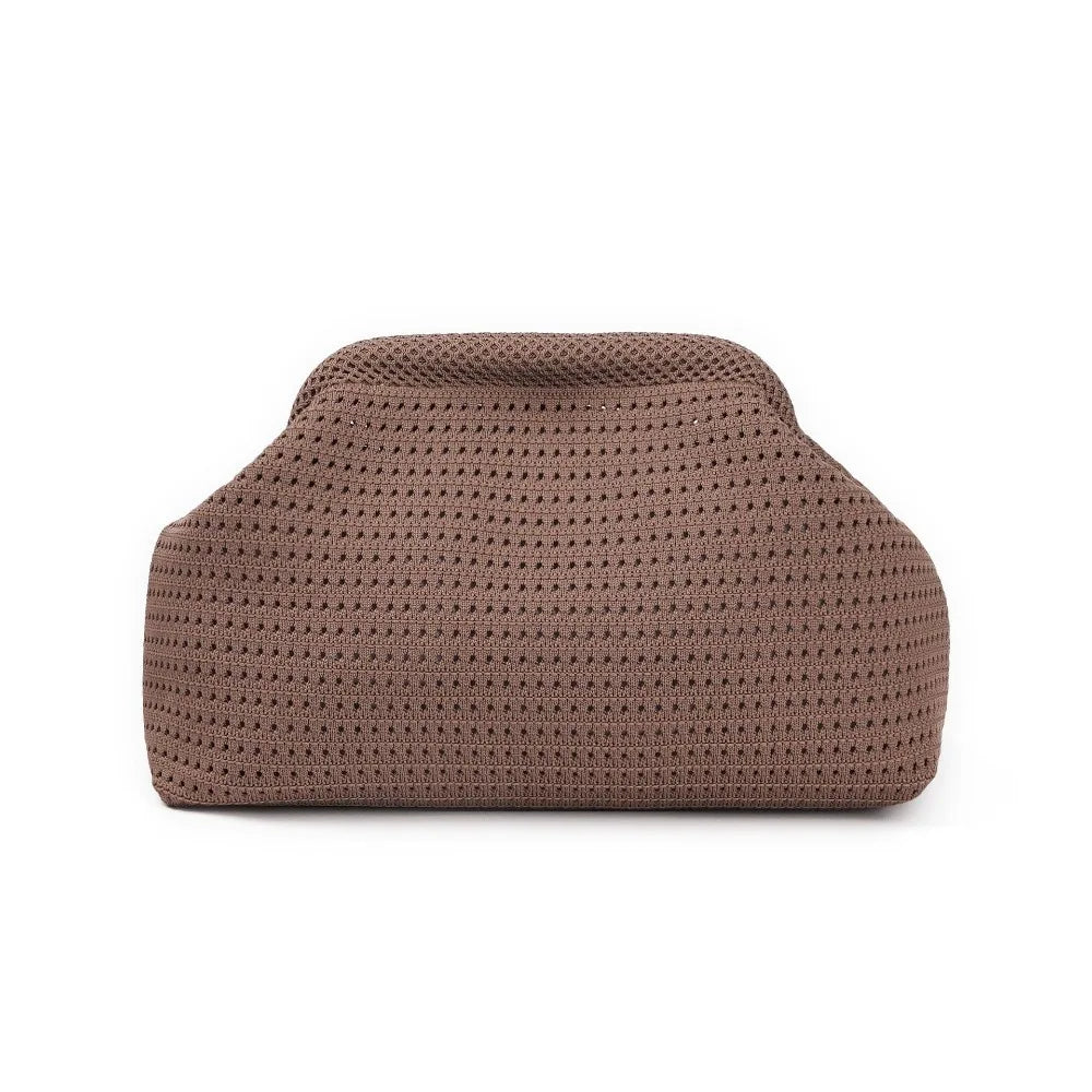 Solid Color Women Beach Clutch Bag Large Capacity Hollow Out Banquet Bag Soft Elastic Dumpling Purse Summer Crochet Handbag