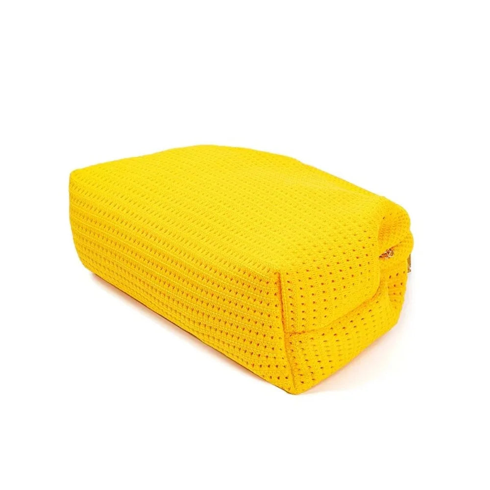 Solid Color Women Beach Clutch Bag Large Capacity Hollow Out Banquet Bag Soft Elastic Dumpling Purse Summer Crochet Handbag