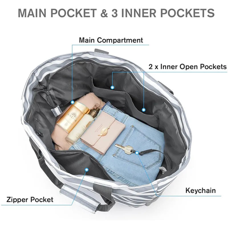 1pcs Beach Tote Bag Waterproof Foldable Large Capacity Lightweight Portable Travel Storage Bag for Outdoor Swimming Vacation