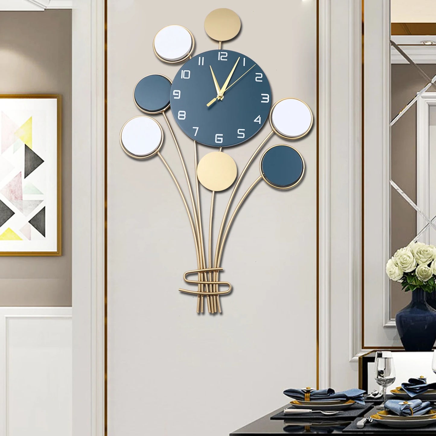 Large Wall watch Without Drilling Battery Operated Silent, Hot Air Balloon Decor, Simple Clock