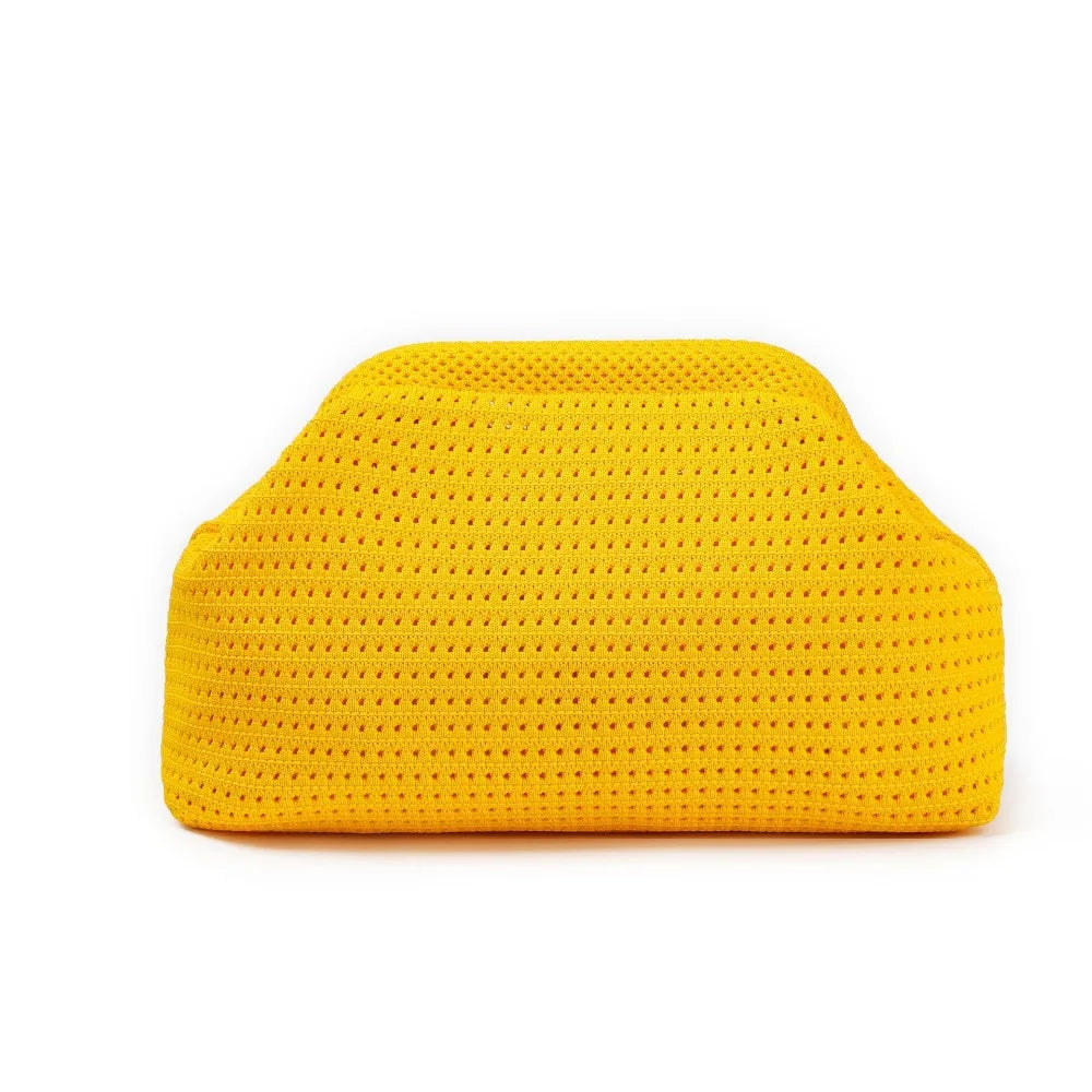 Solid Color Women Beach Clutch Bag Large Capacity Hollow Out Banquet Bag Soft Elastic Dumpling Purse Summer Crochet Handbag