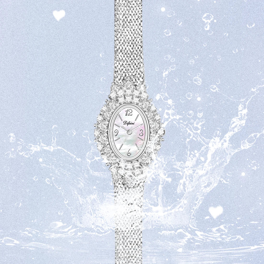 Vintage Luxury Women's Quartz Wrist Watches Gold Silver Dial with Heart Iced Bling Waterproof 3ATM Hip Hop Style Zirconia