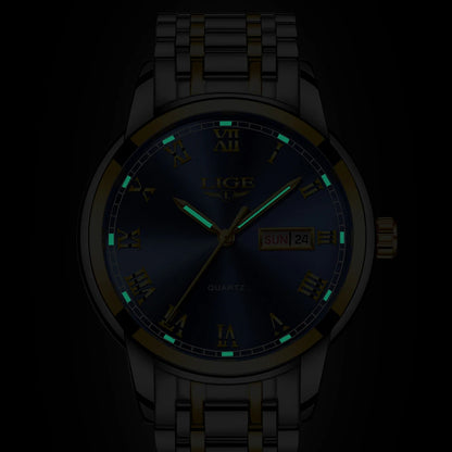 Luxury  LIGE  9846 Hot Selling Analog Watch Waterproof Wrist Quartz Watches Men Stainless Steel Watches Sport