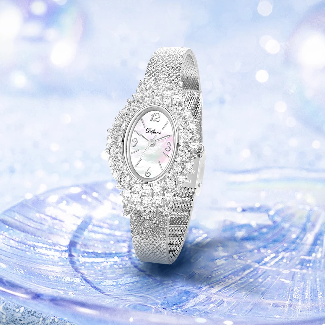Vintage Luxury Women's Quartz Wrist Watches Gold Silver Dial with Heart Iced Bling Waterproof 3ATM Hip Hop Style Zirconia