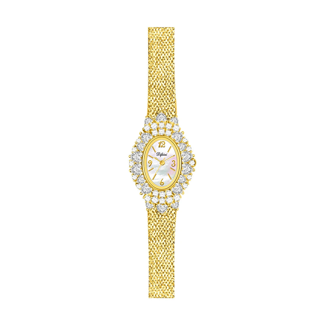 Vintage Luxury Women's Quartz Wrist Watches Gold Silver Dial with Heart Iced Bling Waterproof 3ATM Hip Hop Style Zirconia