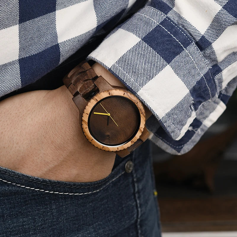 DODO DEER Men's Fashion Walnut Wood Quartz Wristwatch Engraved logo Custom Wood Watches for Men