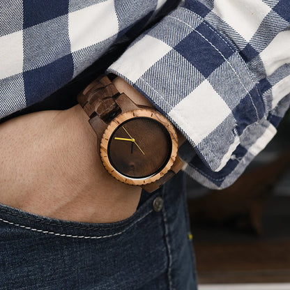 DODO DEER Men's Fashion Walnut Wood Quartz Wristwatch Engraved logo Custom Wood Watches for Men