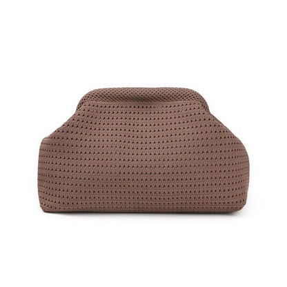 Solid Color Women Beach Clutch Bag Large Capacity Hollow Out Banquet Bag Soft Elastic Dumpling Purse Summer Crochet Handbag