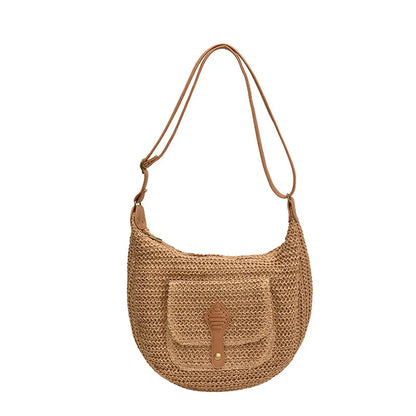 2024 Summer Beach Straw Handbags and Purses Weave Tote Bag Female Bohemian Shoulder Bags for Women Lady Travel Shopping Bags