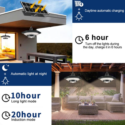Solar Pendant Shed Lights Outdoor 228 LEDs 5 Modes Solar Motion Sensor Light Waterproof Remote Timers Garage Garden