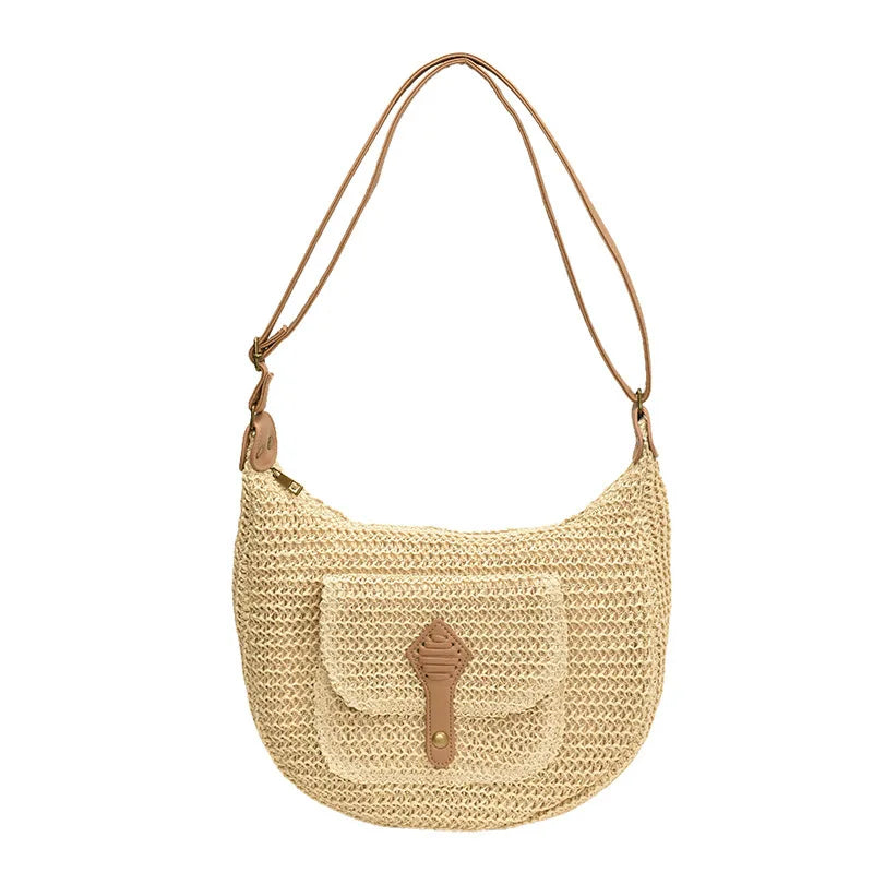 2024 Summer Beach Straw Handbags and Purses Weave Tote Bag Female Bohemian Shoulder Bags for Women Lady Travel Shopping Bags
