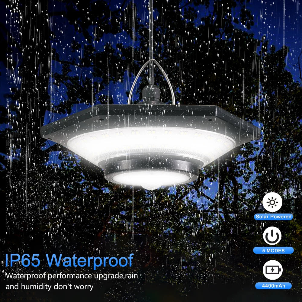 Solar Pendant Shed Lights Outdoor 228 LEDs 5 Modes Solar Motion Sensor Light Waterproof Remote Timers Garage Garden