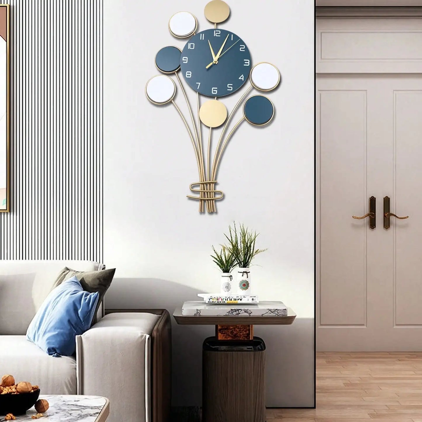 Large Wall watch Without Drilling Battery Operated Silent, Hot Air Balloon Decor, Simple Clock