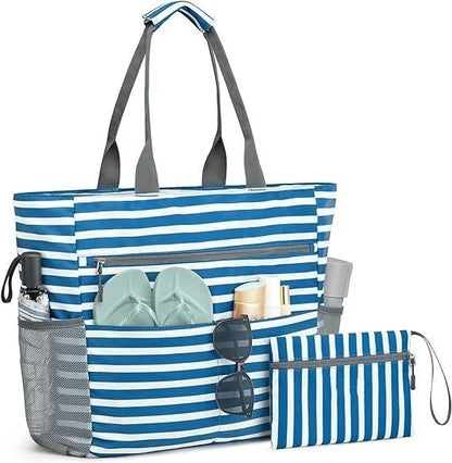 1pcs Beach Tote Bag Waterproof Foldable Large Capacity Lightweight Portable Travel Storage Bag for Outdoor Swimming Vacation