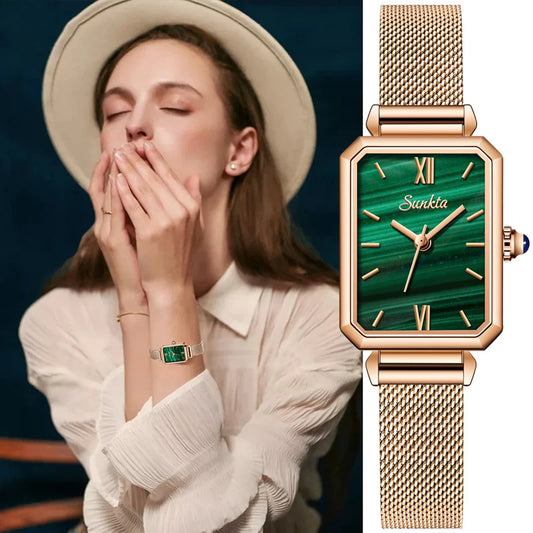 LIGE SUNKTA Women's Square Quartz Watch – Waterproof, Stylish & Elegant Design
