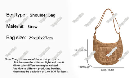 2024 Summer Beach Straw Handbags and Purses Weave Tote Bag Female Bohemian Shoulder Bags for Women Lady Travel Shopping Bags