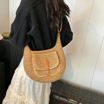 2024 Summer Beach Straw Handbags and Purses Weave Tote Bag Female Bohemian Shoulder Bags for Women Lady Travel Shopping Bags