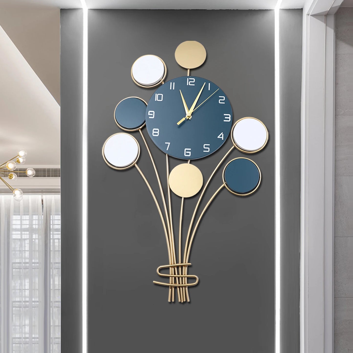 Large Wall watch Without Drilling Battery Operated Silent, Hot Air Balloon Decor, Simple Clock