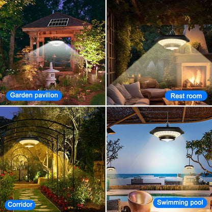 Solar Pendant Shed Lights Outdoor 228 LEDs 5 Modes Solar Motion Sensor Light Waterproof Remote Timers Garage Garden