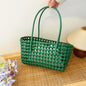 Woven Style Underarm Shoulder Basket Bag Set For Women 2-IN-1 PVC Hollow-out Pure Color Summer Beach Tote Bags 2025 New Handbags