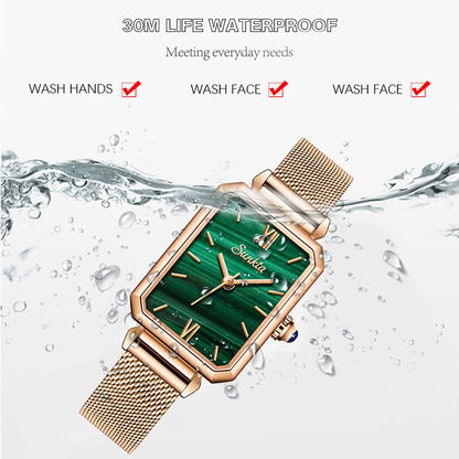 LIGE SUNKTA Women's Square Quartz Watch – Waterproof, Stylish & Elegant Design
