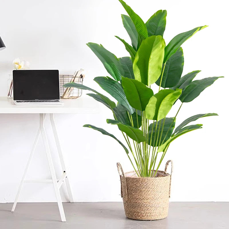 kitchen Artificial Plants Large Tropical Palm Tree Fake Banana Plants Leaves Real Touch Plastic Monstera For Home Garden Party Decor