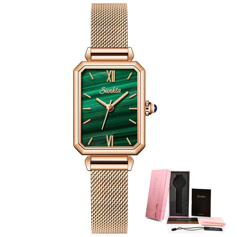 LIGE SUNKTA Women's Square Quartz Watch – Waterproof, Stylish & Elegant Design