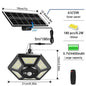 Solar Pendant Shed Lights Outdoor 228 LEDs 5 Modes Solar Motion Sensor Light Waterproof Remote Timers Garage Garden