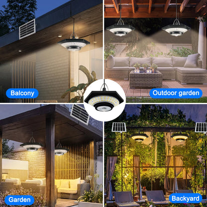 Solar Pendant Shed Lights Outdoor 228 LEDs 5 Modes Solar Motion Sensor Light Waterproof Remote Timers Garage Garden